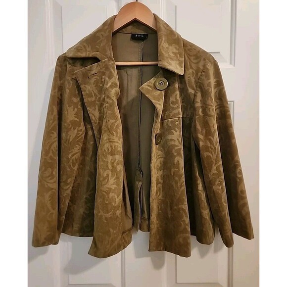 R Q T Jackets & Blazers - R Q T Womens Blazer Soft Pesto Olive Green Stylish Medium 2 Button Jacket